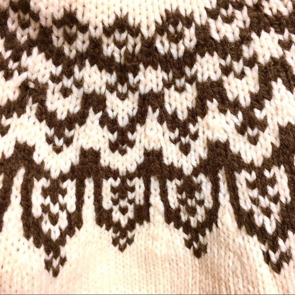 (SOLD) Knit Wool Crew Neck Sweater Cream Brown XL - Picture 3 of 4